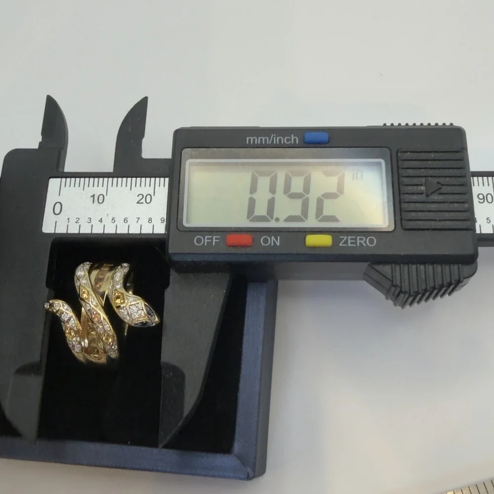 Vtg Djoy Sterling Silver Snake Ring Yellow Saphire Diamond Spinel 18k Vermeil